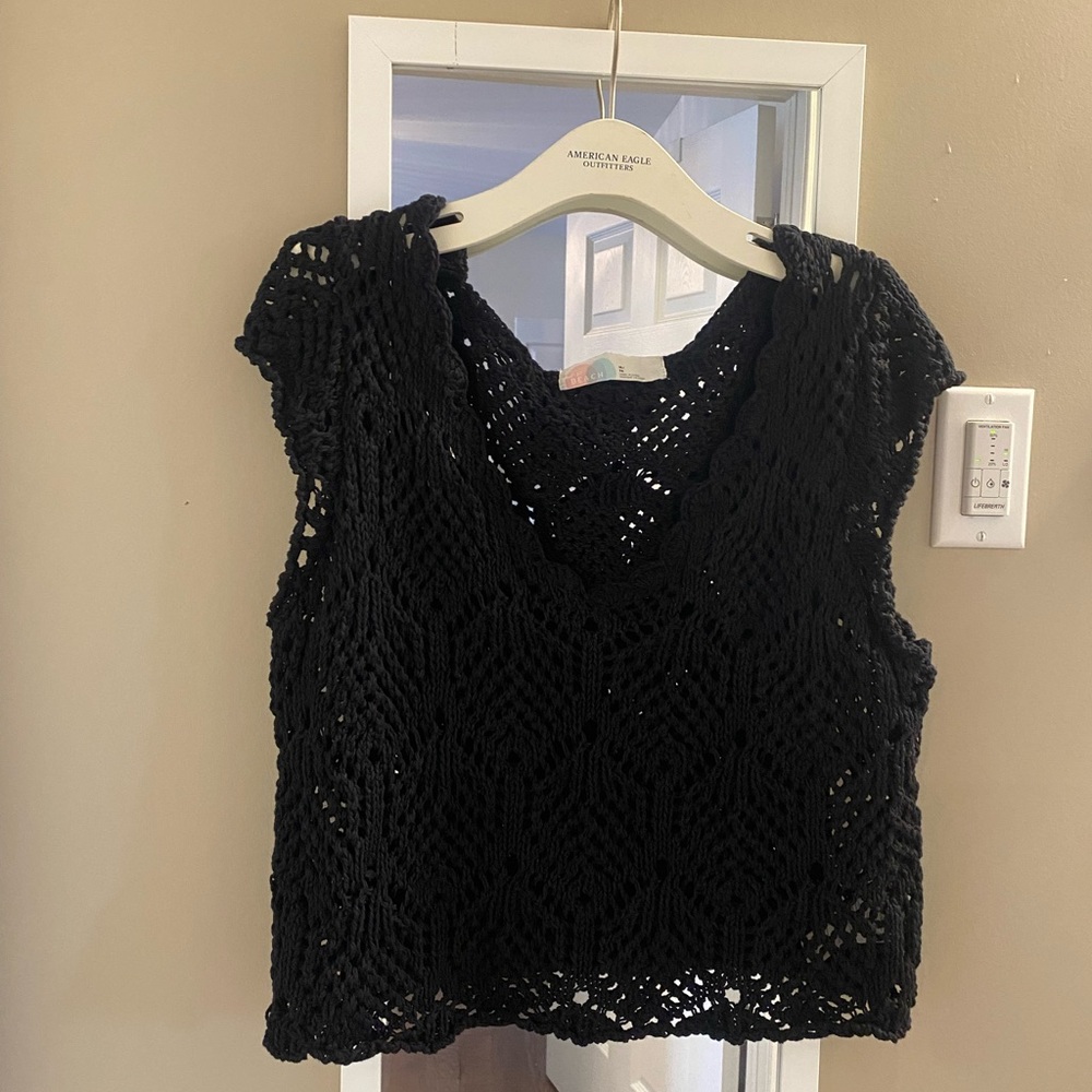 Free People Beach Black Crochet Top